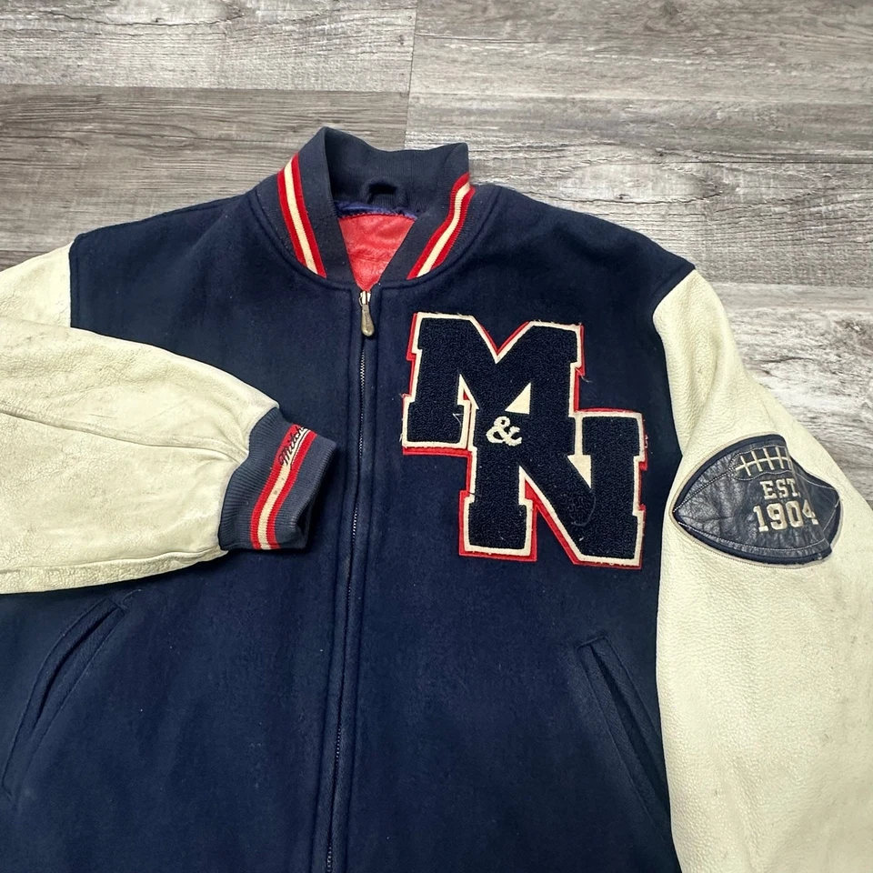 Mitchell & Ness Mens L Wool Insulated Varsity Football Leather Letterman Jacket - Image 3 of 4