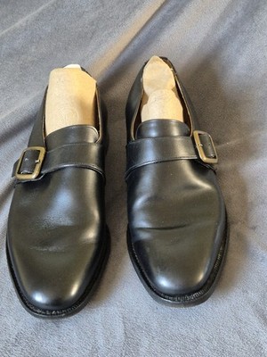  Vintage John White Monkton Black Leather  Single  Monk Strap Shoes Men's Uk8 