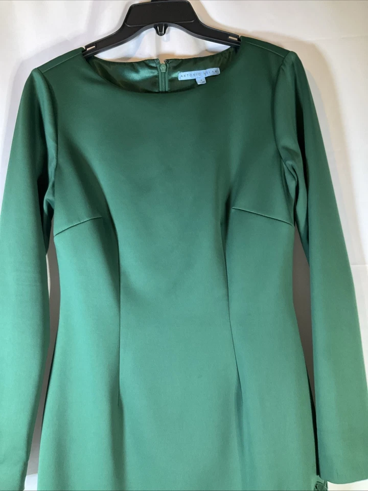 Vestido para mujer Antonio Melani manga larga bordado verde talla 4 #0192 Foto 3 de 4