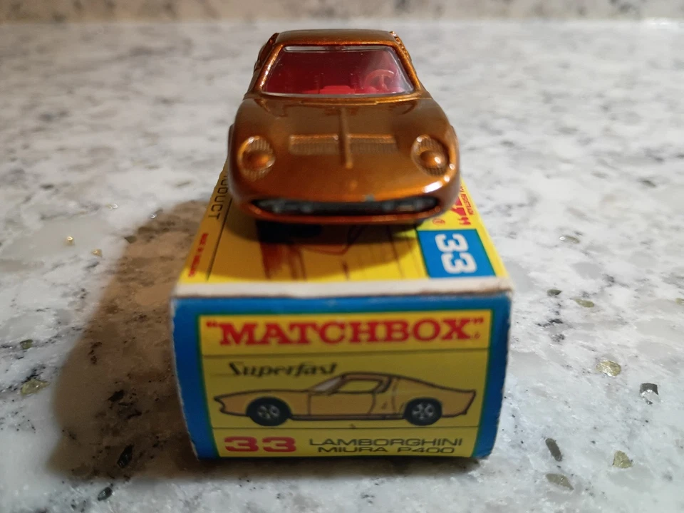 Matchbox Superfast #33-A Lamborghini Miura Copper with Red Interior NMINT Boxed - Image 3 of 4