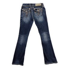 Rock Revival Roselin Bootcut Jeans Womens 26 Low Rise Flap Pocket Bling