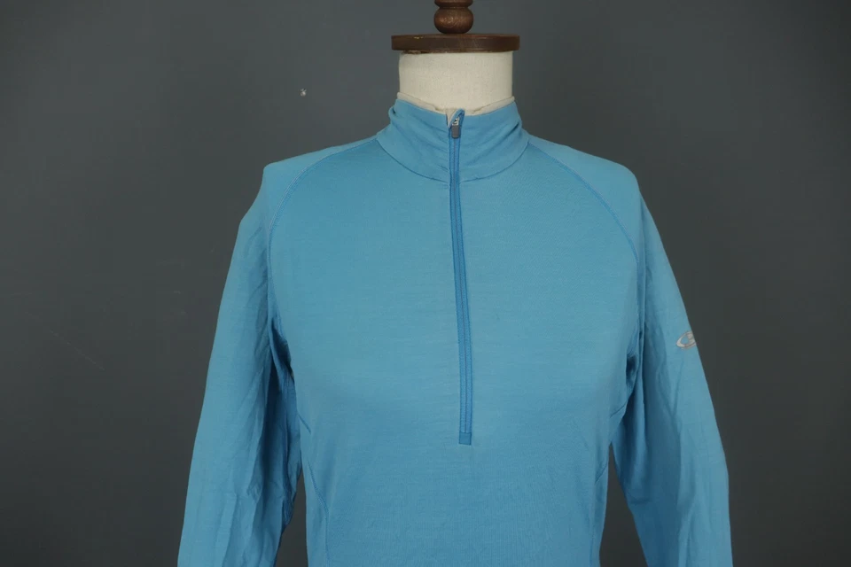 Pullover Icebreaker Azul Lana Informal Manga Larga Cuello Simulado 1/4 Cremallera Talla XL Foto 2 de 4