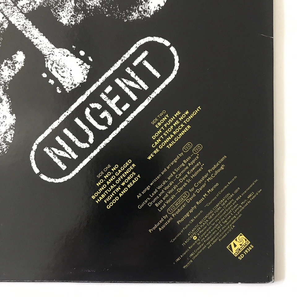Ted Nugent 1982 NUGENT LP Atlantic SD 19365🇺🇸promo - Image 4 of 4