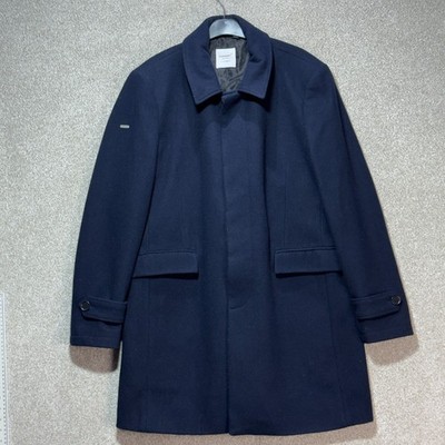Superdry The Edit Mantel Herren 2XL Navy Blau Smart Einreiher Jacke