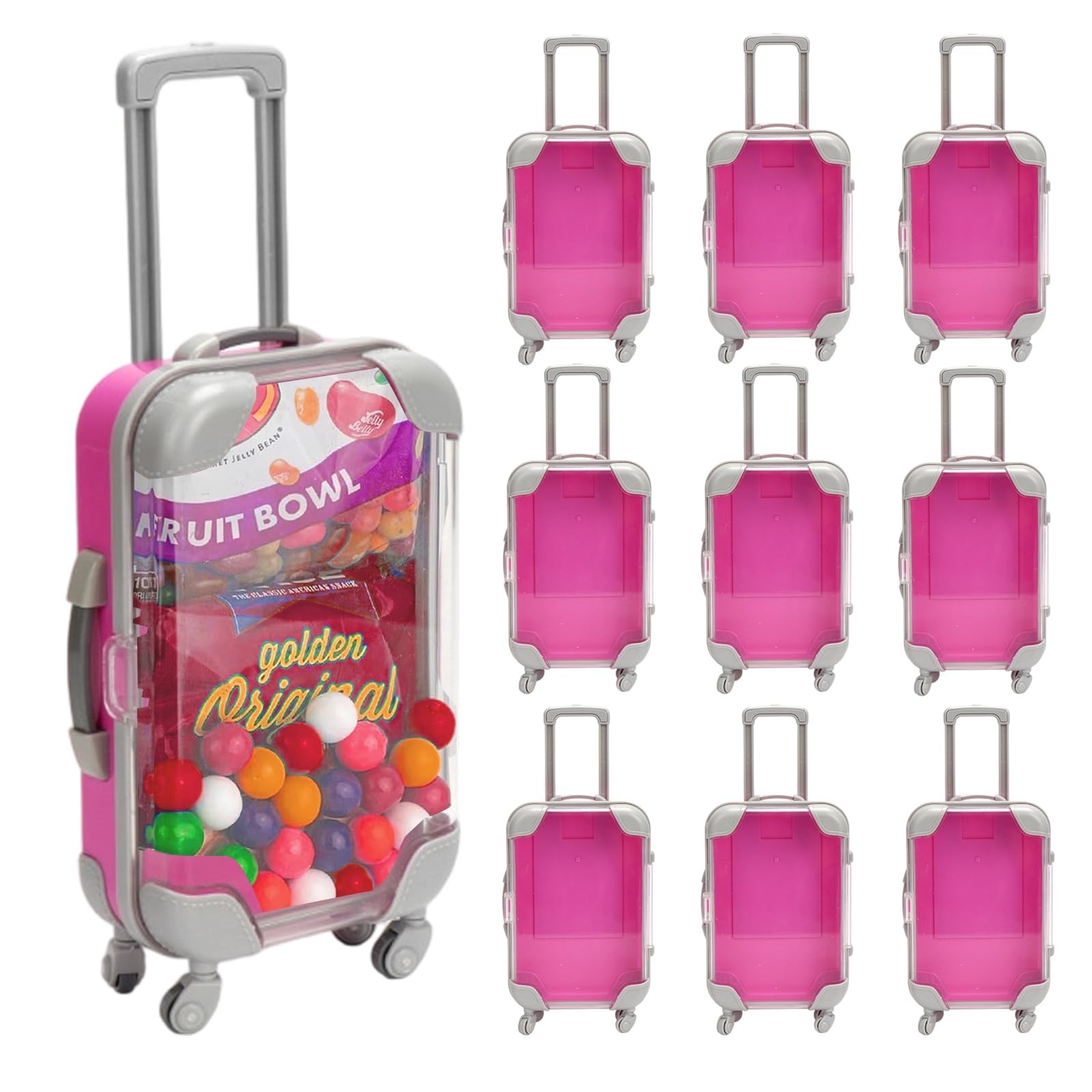 10 Pack Mini Suitcase Gift Box, Pink Plastic False Eyelashes