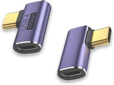 2-Pack 90-Degree USB-C Male to Female Adapter, 40Gbps Right Angle Extender