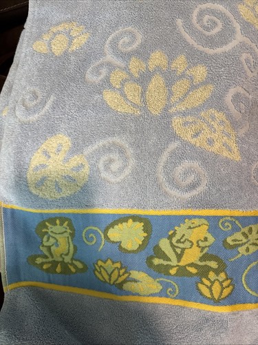 Vintage Frog Towels Blue Yellow Green 100% Cotton CUTE