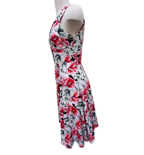 Hearts & Roses Swing Pinup Rockabilly Hibiscus Dress Sz XL / 16 - Picture 4 of 13