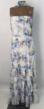 BHLDN Womens Maxi Dress White/Lilac Purple Size 8 Molly Strapless Chiffon Scarf