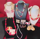 Vtg 1980s Red White Blue Enamel Costume Jewelry Lot Some NWT & Signed Resellers