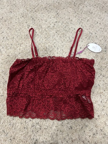 Avidlove Dark Red Lace Crop Top Size L NWT