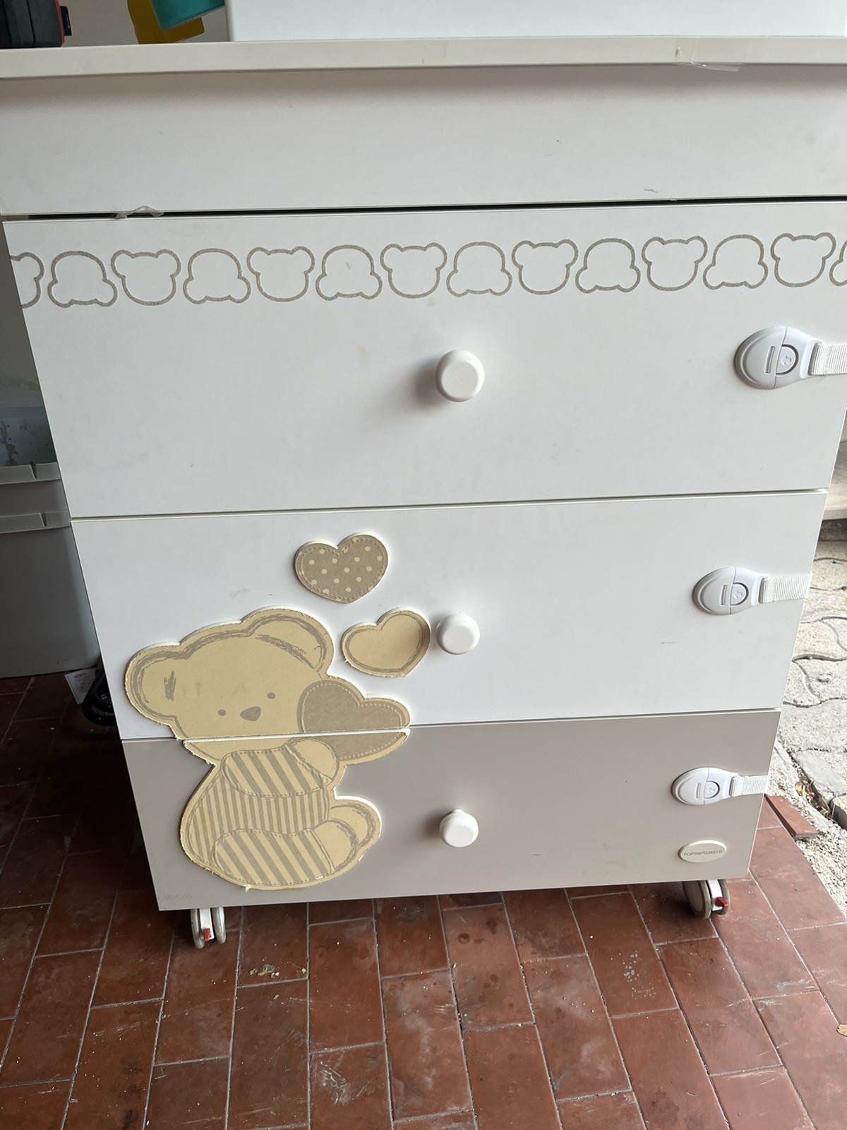 Foppapedretti Dolcecuore Bagnetto Fasciatoio con 3 Cassetti - Bianco/Beige