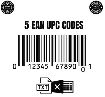 5 EAN UPC Codes for Amazon Certified GS1 Numbers Lifetime