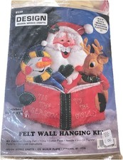 Santa Felt Craft Kit Wall Hanging Kit Sealed NOS Kids Fun VTG 80  s Christmas NDS