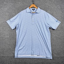 Peter Millar Crown Crafted Golf Polo Shirt Mens XL Blue AOP Performance Stretch