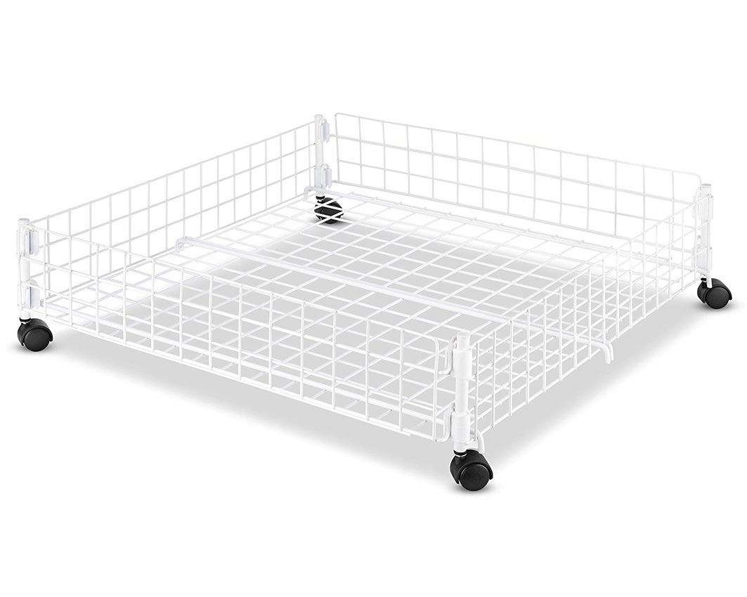 WHITMOR ROLLING WHITE WIRE UNDERBED CART - WHITE WIRE