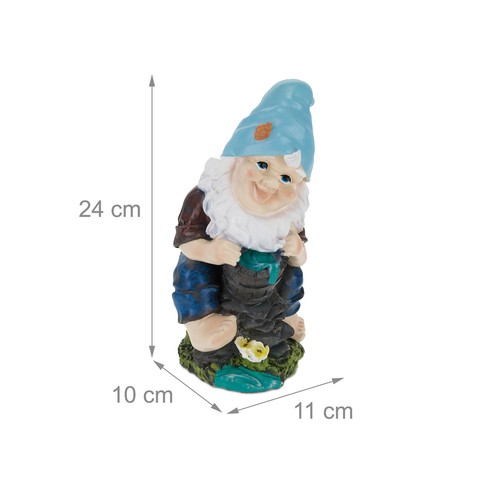 Statua gnomo giardino secchio acqua nano poliresina antigelo 24 cm multicolore - Foto 4 di 6