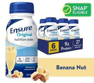 Ensure Original Meal Replacement Nutrition Shake, Banana Nut, 8 fl oz, 6 Count