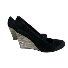 Nine West Darcie Black Suede Wedge Heels Size 9 1/2