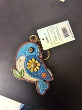 Chala Purse Bag Charm Clip On Key Ring Fob Coin Purse BLUE BIRD USED