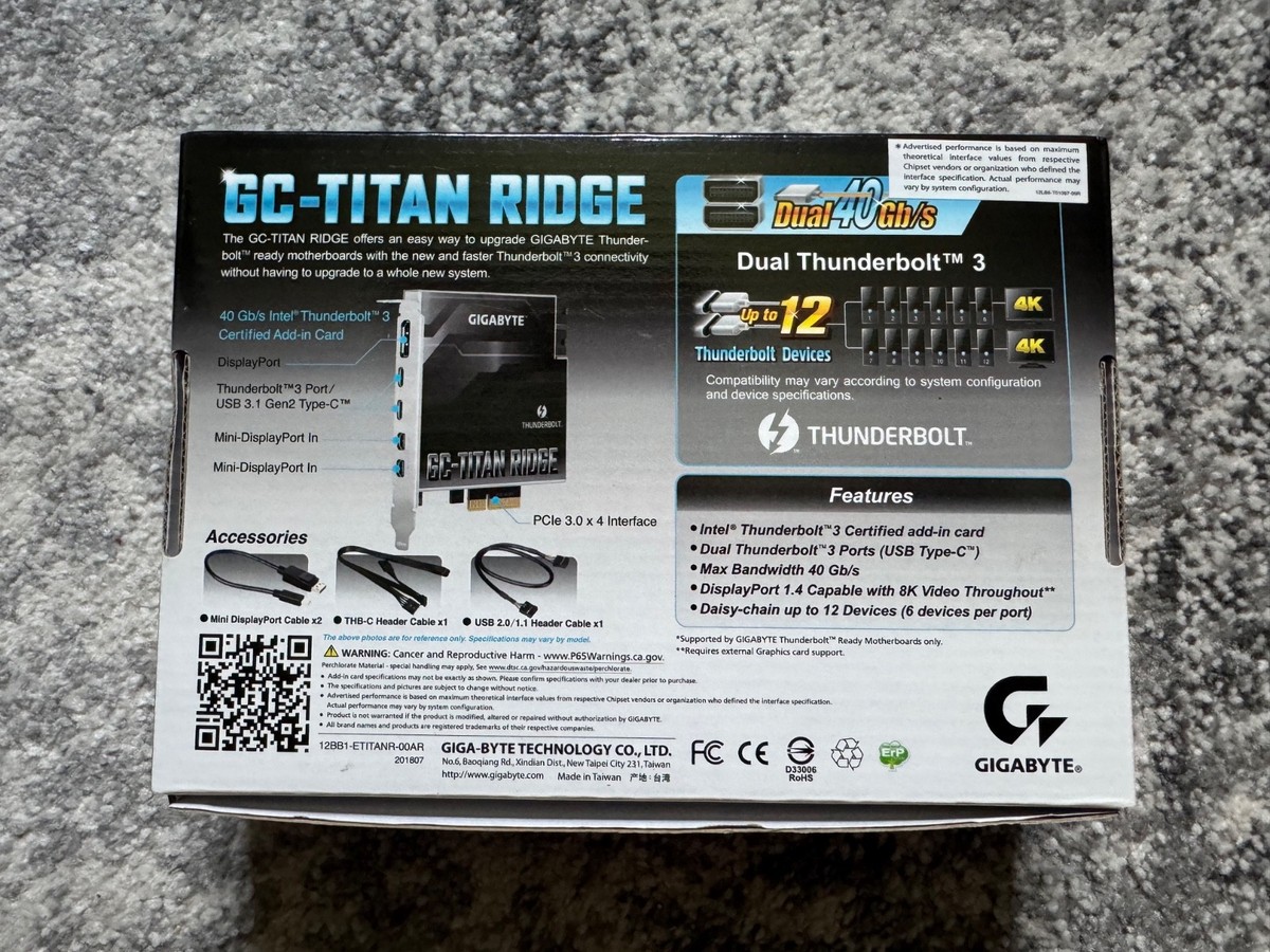 PCパーツ GIGABYTE GC-TITAN RIDGE Thunderbolt3 Refurbished: gigabyte gc-titan ridge 2.0 (titan ridge