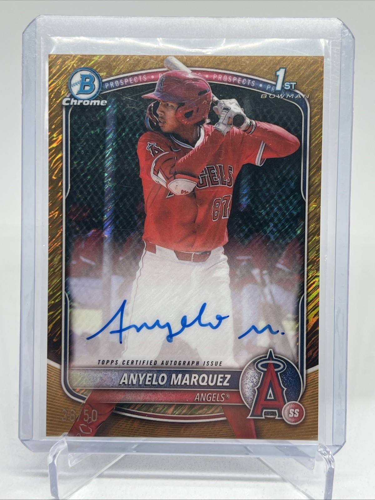 2025 Bowman Chrome - Prospect Autographs Anyelo Marquez, #CPA-AM Gold Shim /50