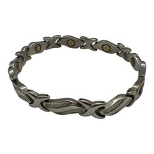 Magnetic Stainless Steel Link Bracelet Silver Tone D Magnet