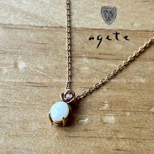 Agete K10 Natural Stone Flower Necklace Gold Flower agete Stone