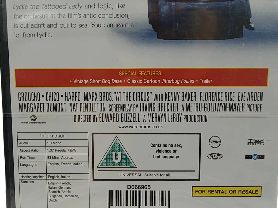 At The Circus DVD Comedy (2004) Groucho Marx New Quality Guaranteed - Image 3 of 4