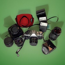 Lot Canon AE-1 Program 35mm Manual SLR Film Camera with 50mm 1:1.8 Lens PLUS