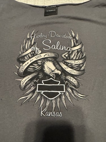 Harley Davidson, Ladies Large, Gray Silver, short sleeve, Salina Kansas - Picture 6 of 8