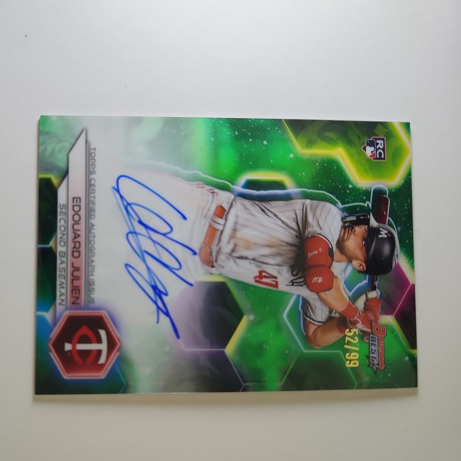 2023 Bowman's Best -Edouard Julien Green Auto /99 RC - Minnesota Twins #B23-EJ