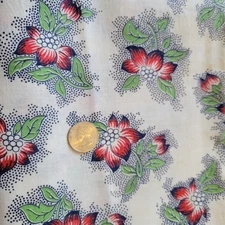 Full Vintage Feedsack:  Red And Green Flowers 