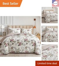 Elegant King Size Floral Quilt Set - 3-Piece Reversible Comfort Collection