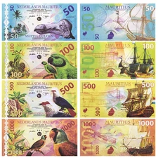 Nederlands Mauritius Banknotes 4pcs/set 50·100·500·1000 Gulden Fantasy Money 