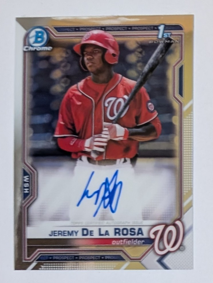 2021 Bowman Chrome 1st Jeremy De La Rosa Auto cpa-jdl Nationals Prospect