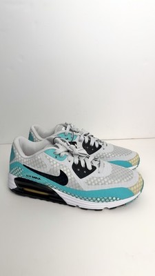 Nike Air Max Lunar90 Men's Low Top Mesh Running Sneakers White/Turquoise/Black