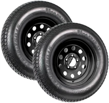 2-Pack Trailer Tire On Black Wheel Modular Rim ST205/75D15 Load Range C 5 Lug...