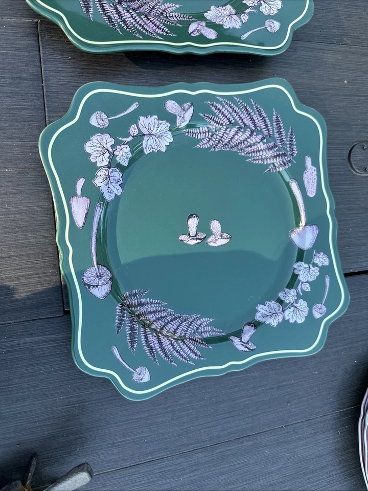 Anthropologie Elon Dinner Plates 2 Mushroom Woodland Stoneware Collectible Retir - Image 3 of 4