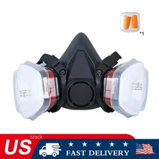 6200 Half Face 16 IN 1 Gas Mask Chemical Vapor Paint Spray Respirator + earplug