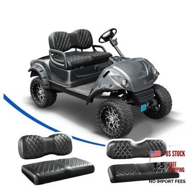 4PCS Golf Cart Seat Fits YAMAHA/G29/Drive2 Front and Rear Black&Black Stitch
