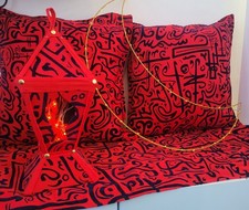  Ramadan & Eid Red black cushion cover with Tablerunner???? ?????  Lanten set