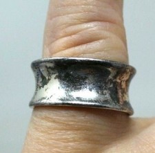 Sterling Silver 925 Wide Band Ring Size 6 Hammered Style Vintage Rb-6