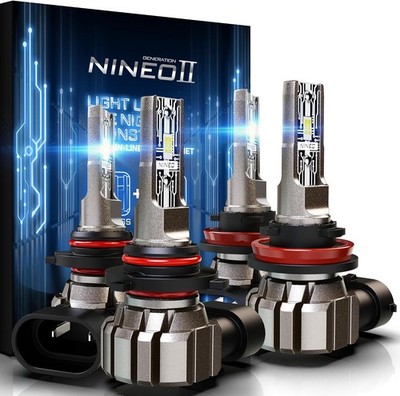 NINEO 9005 H11 Bulbs Combo, 9005+H11 Fog Lights, 300% Super Brighter, 6500K Cool