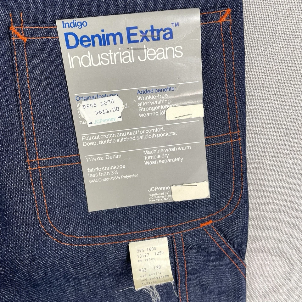 VINTAGE NUEVO CON ETIQUETAS! Pantalones de mezclilla Big Mac Carpenter años 70 para hombre 32x30 sanforizados JC Penney Foto 3 de 4