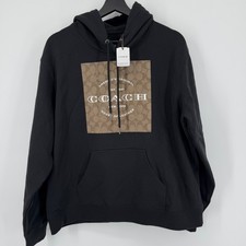 COACH Mens Medium Black Signature Logo Hoodie Sweatshirt C8774 NWT