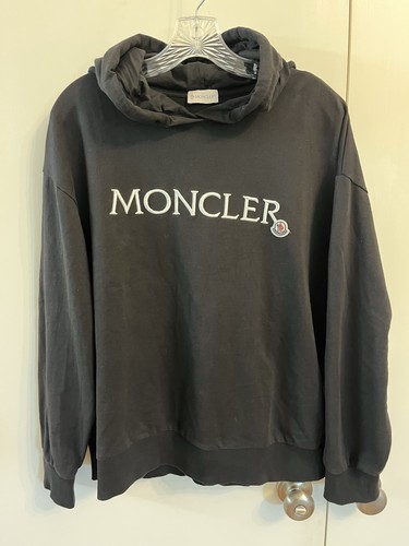 Moncler Embroidered  Logo Patch Pullover Hoodie Medium Black Luxury Sweatshirt