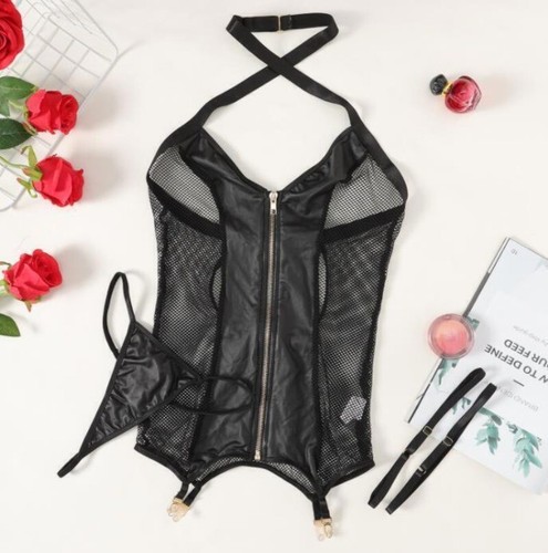 Sexy Women's Mesh Lingerie Ladies See-through Halter Sleepwear ;Micro Mini Dress - Picture 5 of 7
