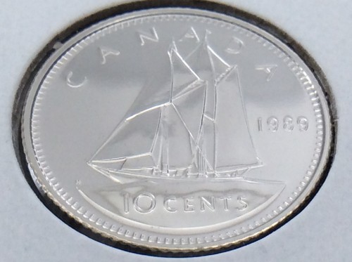 1989 Canada 10 Cents Dime KM# 77.2 Uncirculated Coin From Set G439 - Picture 3 of 9
