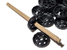40 KNEX Small Wheels Black Plastic w Thru Hole, 1" Diameter No Tire K'NEX